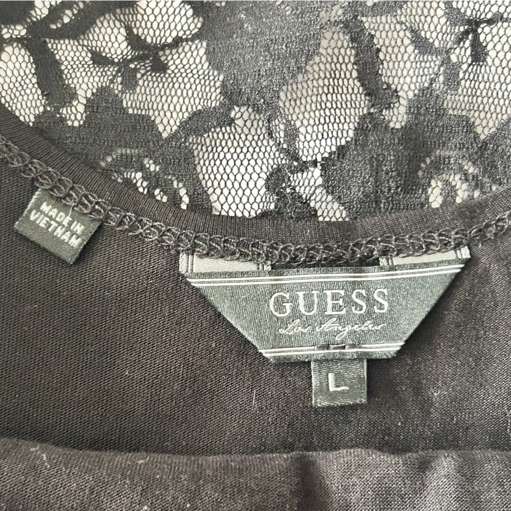 Guess Dakota 3/4 Sleeve Black Lace Stretch Bodycon Dress Sz M/L Whimsigoth Sexy